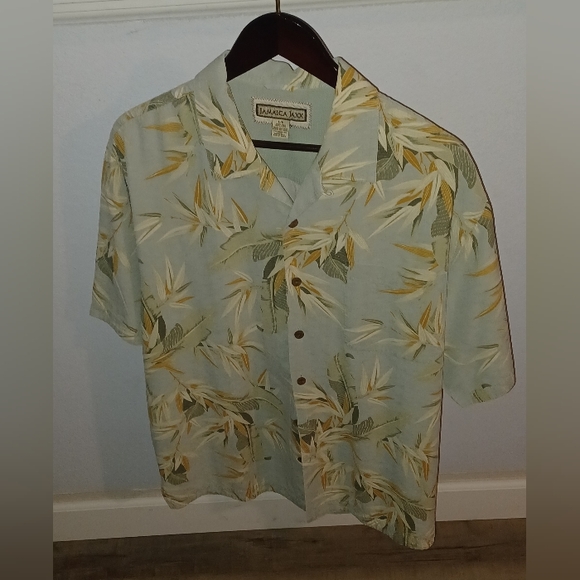 Jamaica Jaxx Mens 100% Silk Hawaiian Shirt Classic Button Up Large - Picture 2 of 5